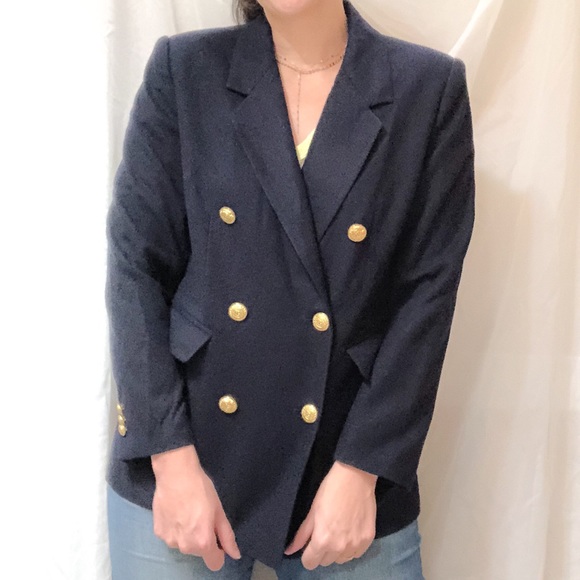 Vintage 100%Wool Navy Military Buttoned Blazer - Picture 1 of 11